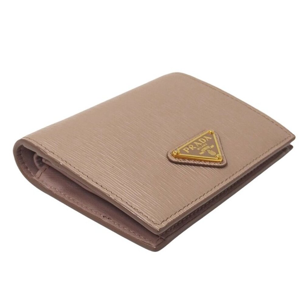 Prada Wallet Bifold Wallet Leather Pink Beige Mini - Picture 3 of 13